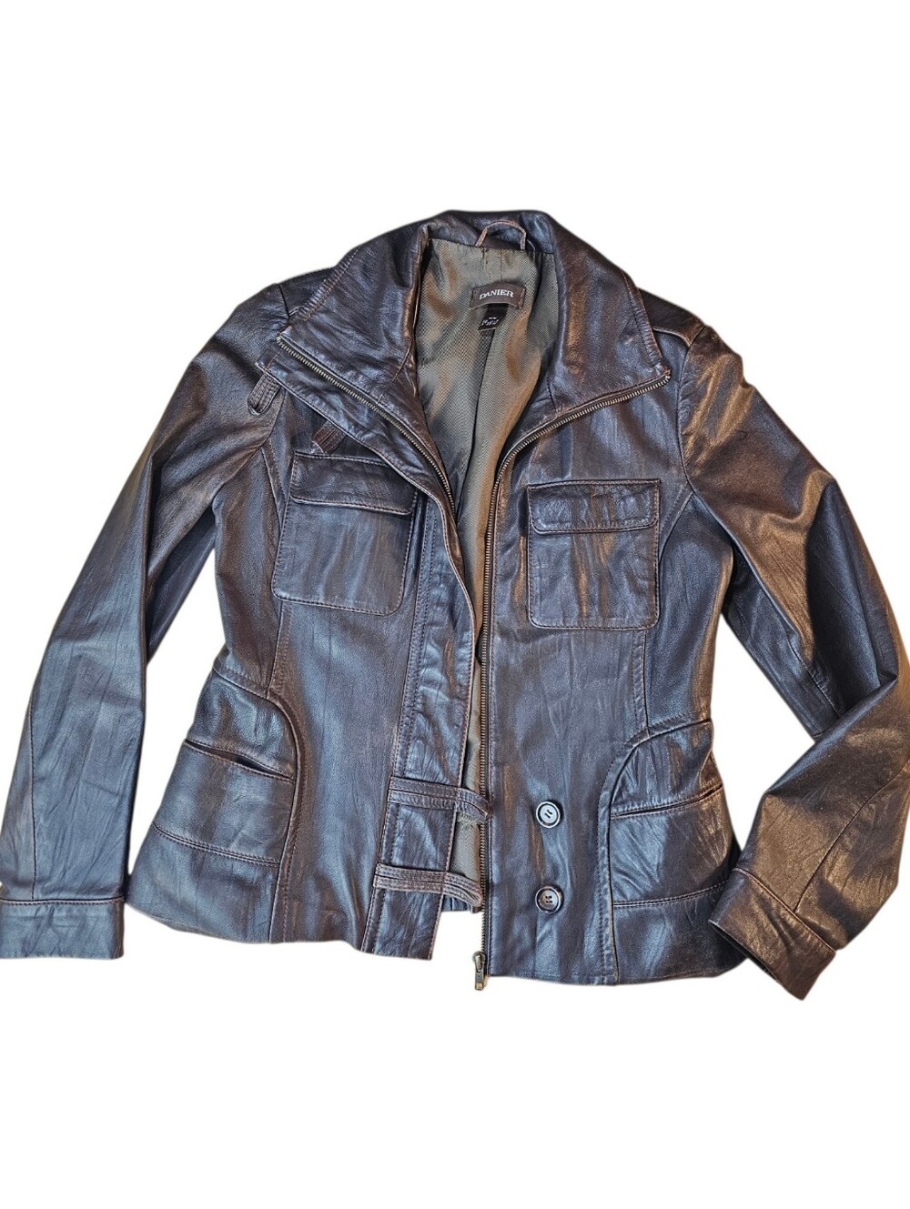 🤎 Danier Moto Leather Jacket | Dark Brown | Genuine Leather | Medium
